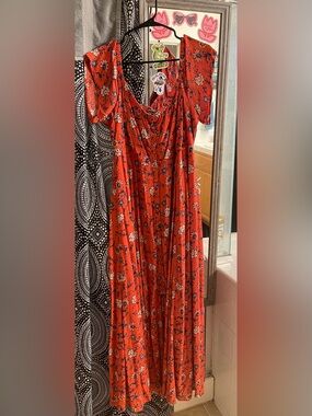 torrid size 2 vibrant orange Floral Maxi Dress